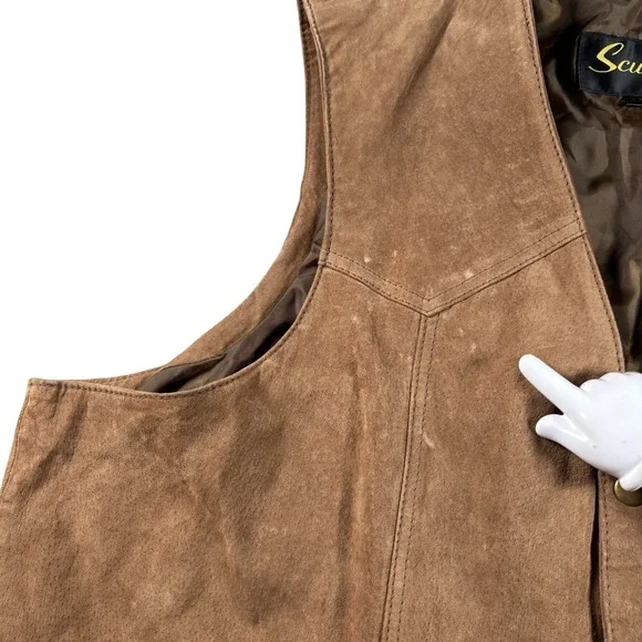 VTG Scully Mens 3X HTF Brown Suede Leather Western Cowboy Snap Front Vest 2290 - Picture 4 of 10